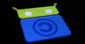 close up of f-droid app logo on electronic screen